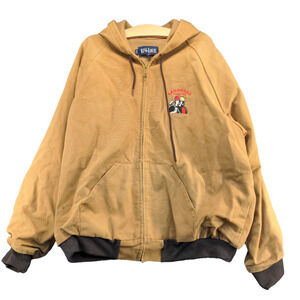 King Louie Mens Hooded Canvas Jacket Tan XL Tall Laborer's Union #741 Vintage